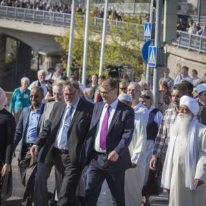 Kirkkopäivät 2017 Turussa. Rauhanmarssi, mukana mm. pääministeri Sipilä ja arkkipiispa Kari Mäkinen. Kuva: Timo Jakonen.